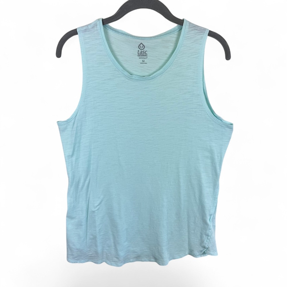 tasc Performance MOSOtech Tank Top Womens Medium Aqua Blue Bamboo Cotton Blend